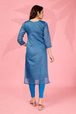 Thumbnail for Jyoti Fashion Women's Blue Kanchi Cotton Lining Zari Woven Designer Kurti Only