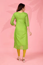 Thumbnail for Jyoti Fashion Women's Parrot Green Kanchi Cotton Lining Zari Woven Designer Kurti Only