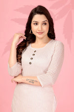 Thumbnail for Jyoti Fashion Women's White Kanchi Cotton Lining Zari Woven Designer Kurti Only