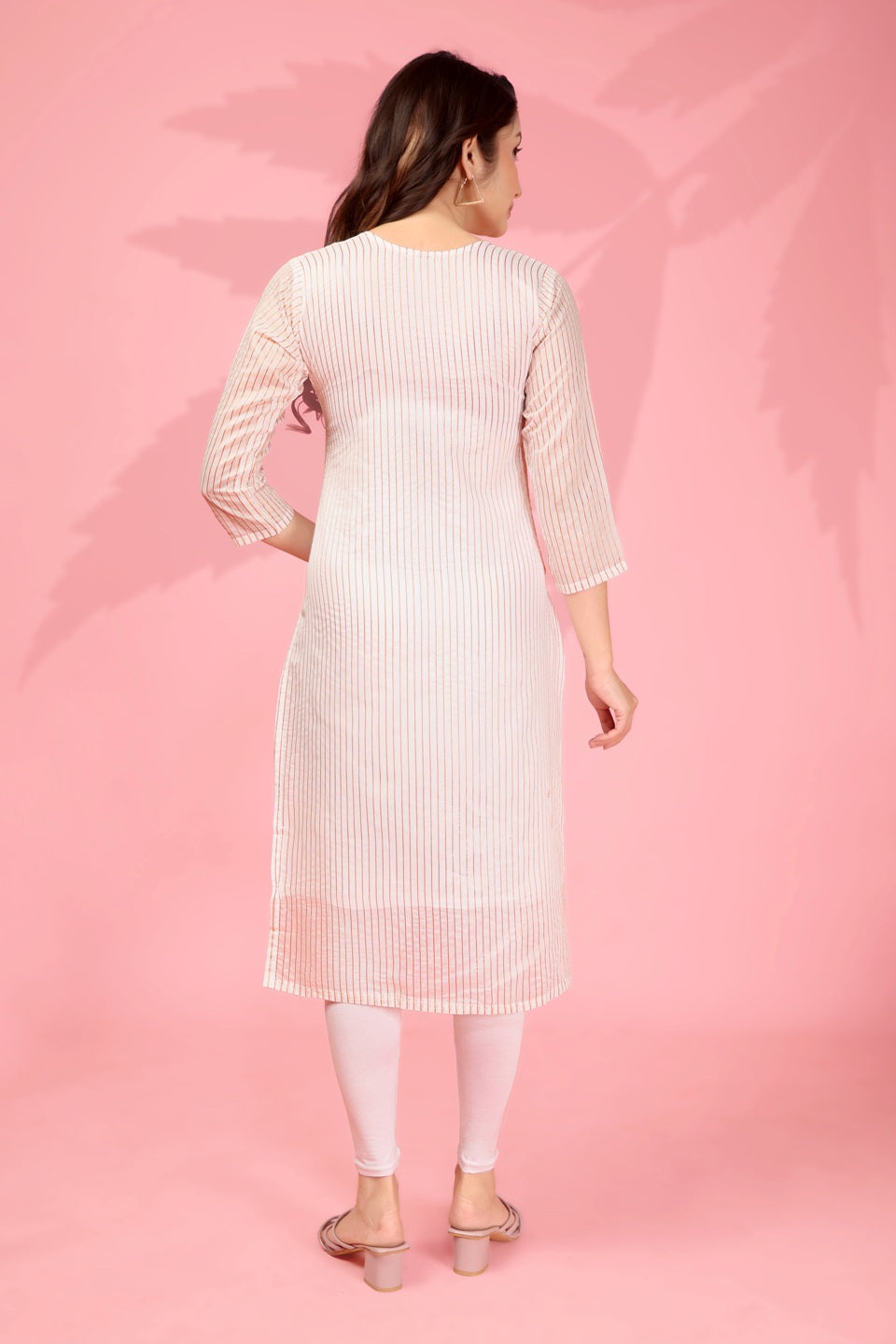 Jyoti Fashion Women's White Kanchi Cotton Lining Zari Woven Designer Kurti Only