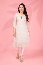 Thumbnail for Jyoti Fashion Women's White Kanchi Cotton Lining Zari Woven Designer Kurti Only