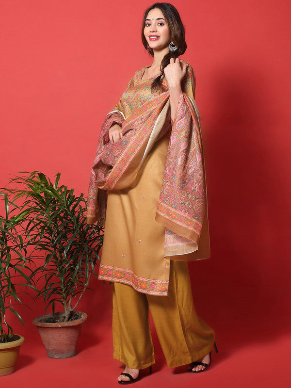 Jyoti Fashion Women's Gold Yellow Cotton Digital Printed Festive Wear Designer Straight Suit Set - Distacart