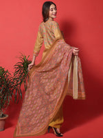 Thumbnail for Jyoti Fashion Women's Gold Yellow Cotton Digital Printed Festive Wear Designer Straight Suit Set - Distacart