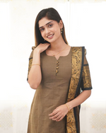 Thumbnail for Jyoti Fashion Women's Beige Kanchi Cotton Zari Woven Designer Kurti with Dupatta