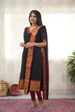 Thumbnail for Jyoti Fashion Women's Black Kanchi Cotton Zari Woven Designer Kurti with Dupatta