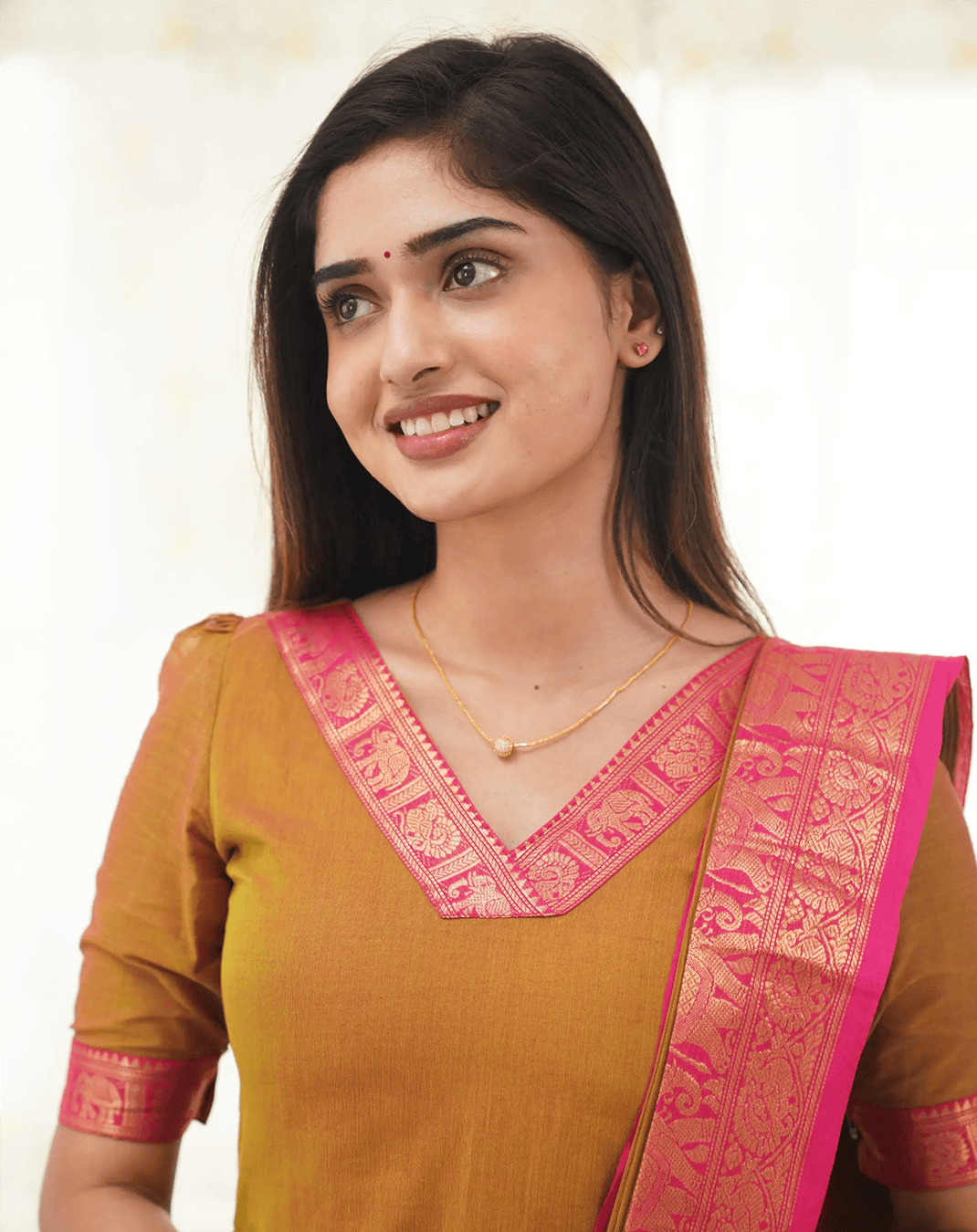 Jyoti Fashion Women's Mustard Kanchi Cotton Zari Woven Designer Kurti with Dupatta