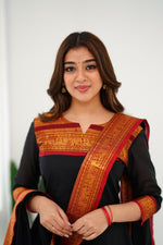 Thumbnail for Jyoti Fashion Women's Black Kanchi Cotton Zari Woven Designer Kurti with Dupatta