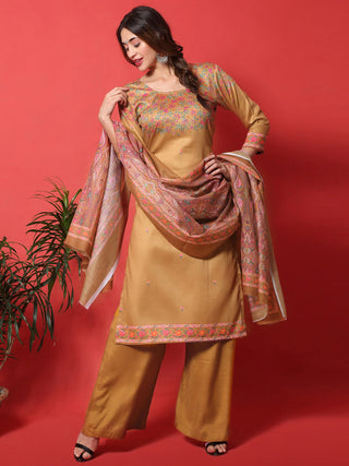 Jyoti Fashion Women's Gold Yellow Cotton Digital Printed Festive Wear Designer Straight Suit Set - Distacart