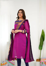 Thumbnail for Jyoti Fashion Women's Pink Kanchi Cotton Zari Woven Designer Kurti with Dupatta