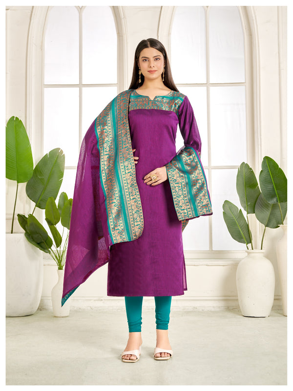 Jyoti Fashion Women's Wine Kanchi Cotton Zari Woven Designer Kurti with Dupatta