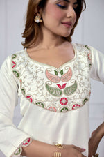 Thumbnail for Jyoti Fashion Women's White Cotton Embroidered Designer Kurta Set with Dupatta