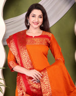 Thumbnail for Jyoti Fashion Women's Orange Kanchi Cotton Zari Woven Designer Kurti with Dupatta