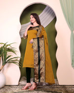 Thumbnail for Jyoti Fashion Women's Mustard Kanchi Cotton Zari Woven Designer Kurti with Dupatta