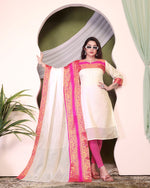 Thumbnail for Jyoti Fashion Women's White Kanchi Cotton Zari Woven Designer Kurti with Dupatta