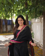 Thumbnail for Jyoti Fashion Women's Black Kanchi Cotton Zari Woven Designer Kurti with Dupatta