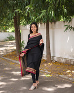 Thumbnail for Jyoti Fashion Women's Black Kanchi Cotton Zari Woven Designer Kurti with Dupatta