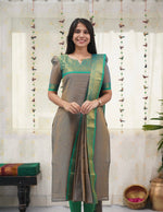 Thumbnail for Jyoti Fashion Women's Grey Kanchi Cotton Zari Woven Designer Kurti with Dupatta