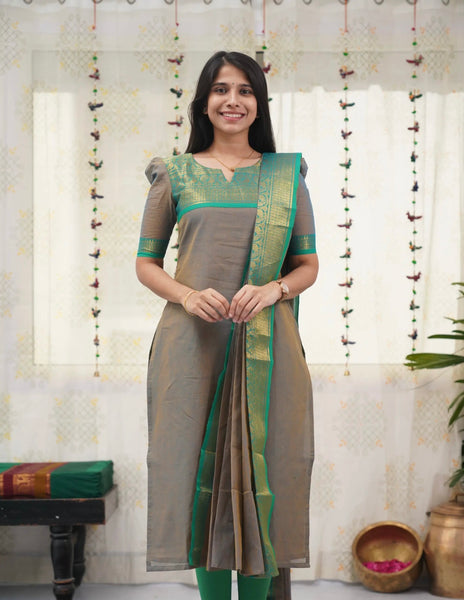 Jyoti Fashion Women's Grey Kanchi Cotton Zari Woven Designer Kurti with Dupatta