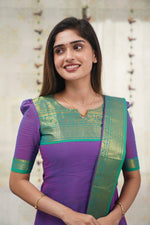 Thumbnail for Jyoti Fashion Women's Purple Kanchi Cotton Zari Woven Designer Kurti with Dupatta