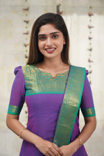 Thumbnail for Jyoti Fashion Women's Purple Kanchi Cotton Zari Woven Designer Kurti with Dupatta