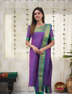 Thumbnail for Jyoti Fashion Women's Purple Kanchi Cotton Zari Woven Designer Kurti with Dupatta
