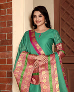 Thumbnail for Jyoti Fashion Women's Rama Kanchi Cotton Jacquard Designer Kurta Set with Dupatta