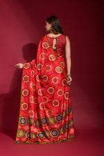 Thumbnail for Jyoti Fashion Women's Red Emboss Foil Printed Soft Silk Saree with Blouse - Distacart