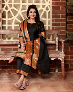 Thumbnail for Jyoti Fashion Women's Black Kanchi Cotton Jacquard Designer Kurta Set with Dupatta
