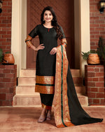 Thumbnail for Jyoti Fashion Women's Black Kanchi Cotton Jacquard Designer Kurta Set with Dupatta