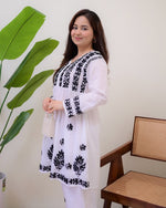 Thumbnail for Jyoti Fashion Women's White Rayon Slub Embroidered Designer Kurti with Plazo