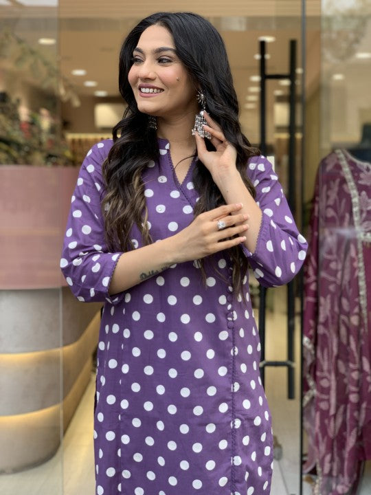 Jyoti Fashion Women's Purple Rayon Slub Printed Designer Kurta Set with Dupatta