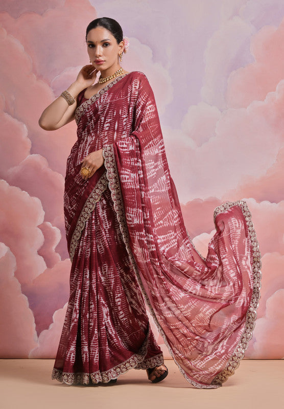 Jyoti Fashion Women's Coffee Sequence with Zari Codding Georgette Saree with Blouse - Distacart