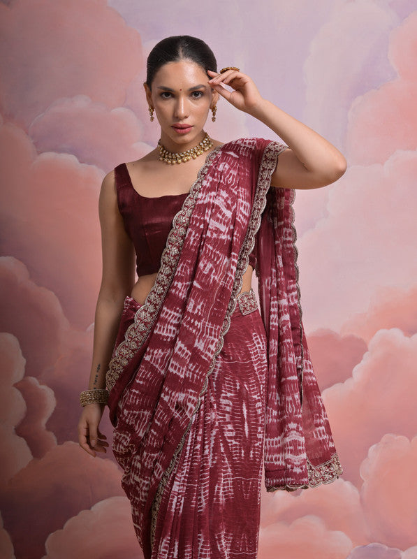 Jyoti Fashion Women's Coffee Sequence with Zari Codding Georgette Saree with Blouse - Distacart