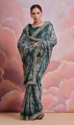 Thumbnail for Jyoti Fashion Women's Morpich Sequence with Zari Codding Georgette Saree with Blouse - Distacart