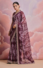 Thumbnail for Jyoti Fashion Women's Wine Sequence with Zari Codding Georgette Saree with Blouse - Distacart