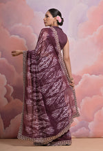 Thumbnail for Jyoti Fashion Women's Wine Sequence with Zari Codding Georgette Saree with Blouse - Distacart