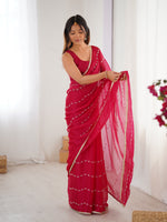 Thumbnail for Jyoti Fashion Women's Pink Soft Sitara Embroidered Designer Saree with Blouse
