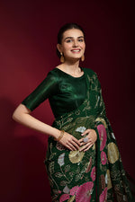 Thumbnail for Jyoti Fashion Women's Green Sequence Embroidery Georgette Saree with Blouse - Distacart