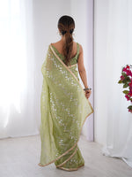 Thumbnail for Jyoti Fashion Women's Sea Green Soft Gold Crush Embroidered Designer Saree with Blouse