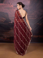 Thumbnail for Jyoti Fashion Women's Brown Jimmy Choo Embroidered Designer Saree with Blouse