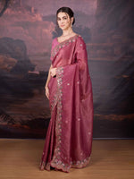 Thumbnail for Jyoti Fashion Women's Pink Art Silk Sequins Embroidered Designer Saree with Blouse