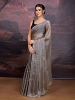 Thumbnail for Jyoti Fashion Women's Grey Jimmy Choo Sequins Embroidered Designer Saree with Blouse