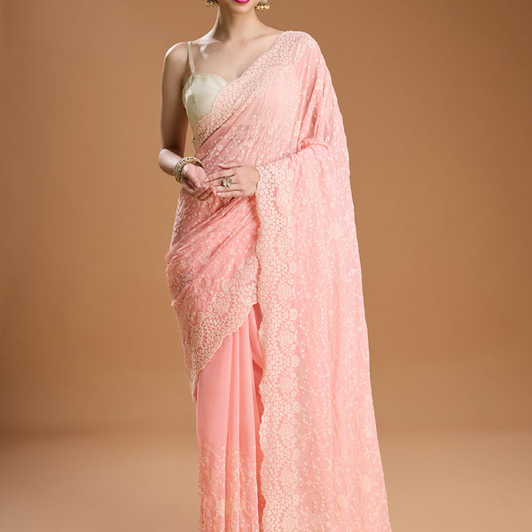 Jyoti Fashion Women's Baby Silk Georgette Embroidered Designer Saree with Blouse - Distacart