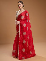 Thumbnail for Jyoti Fashion Women's Maroon Jimmy Choo Sequins Embroidered Designer Saree with Blouse