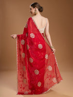 Thumbnail for Jyoti Fashion Women's Maroon Jimmy Choo Sequins Embroidered Designer Saree with Blouse