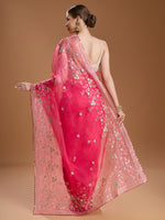 Thumbnail for Jyoti Fashion Women's Pink Net Sequins Embroidered Designer Saree with Blouse