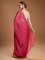 Thumbnail for Jyoti Fashion Women's Gajri Red Jimmy Choo Sequins Embroidered Designer Saree with Blouse