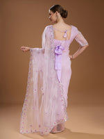 Thumbnail for Jyoti Fashion Women's Light Purple Net Sequins Embroidered Designer Saree with Blouse