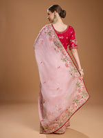 Thumbnail for Jyoti Fashion Women's Baby Pink Jimmy Choo Sequins Coding Embroidered Designer Saree with Blouse