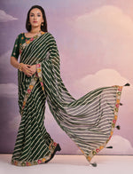 Thumbnail for Jyoti Fashion Women's Green Coding Sequence Georgette Saree with Blouse - Distacart